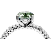 Rope Engagement Ring Setting for Fancy Green Oval Center with Accent Shoulders and Prong Head in Platinum