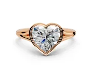 Solitaire Engagement Ring Setting for Heart-Shaped Center with V Split Shank and Bezel Head in Rose Gold