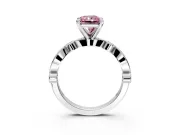 Solitaire Engagement Ring Setting for Fancy Pink Radiant Cut Center with Milgrain Bezel Accents and Prong Head in Platinum