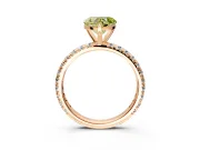 Solitaire Engagement Ring Setting for Fancy Yellow Heart-Shaped Center with Shared-Prong Accents and Prong Head in Rose Gold