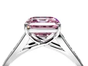 Solitaire Engagement Ring Setting for Fancy Pink Asscher Cut Center with Round Cut Channel Band and Prong Head in White Gold