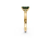Solitaire Engagement Ring Setting for Fancy Green Emerald Cut Center with Beaded Shoulders and Prong Head in Yellow Gold