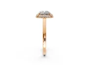 Halo Engagement Ring Setting for Cushion Cut Center with Plain Tapered Band and Prong Head in Rose Gold