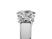 3 Stone Engagement Ring Setting for Oval Center with Raised Basket Heads and Prong Head in Platinum