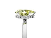 Hidden Halo Engagement Ring Setting for Fancy Yellow Pear-Shaped Center with Plain Band and Tall Prong Head in Platinum