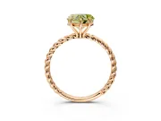 Solitaire Engagement Ring Setting for Fancy Yellow Heart-Shaped Center with Plain Twisted Rope Band and Prong Head in Rose Gold