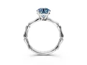 Solitaire Engagement Ring Setting for Fancy Blue Round Cut Center with Bamboo Band and Prong Head in Platinum