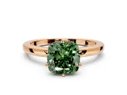 Solitaire Engagement Ring Setting for Fancy Green Cushion Cut Center with Plain Band and Tulip Prong Head in Rose Gold