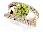 Solitaire Engagement Ring Setting for Fancy Yellow Round Cut Center with Wide-Open Split Shank and Prong Head in Rose Gold