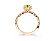 Solitaire Engagement Ring Setting for Fancy Yellow Round Cut Center with Alternating Size Accents and Prong Head in Rose Gold