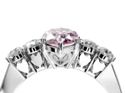 5 Stone Engagement Ring Setting for Fancy Pink Marquise Center with Equal Close-Set Accents and Prong Head in Platinum