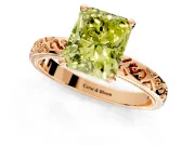 Solitaire Engagement Ring Setting for Fancy Yellow Radiant Cut Center with Scrollwork Band and Prong Head in Rose Gold