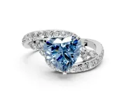 Solitaire Engagement Ring Setting for Fancy Blue Heart-Shaped Center with Pave Bypass Twist Band and Prong Head in Platinum