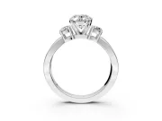 3 Stone Engagement Ring Setting for Oval Center with Pave Twist Band and Prong Head in Platinum