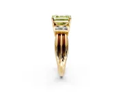 Solitaire Engagement Ring Setting for Fancy Yellow Asscher Cut Center with Grooved Bar Accent Band and Prong Head in Yellow Gold