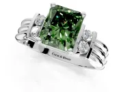 Solitaire Engagement Ring Setting for Fancy Green Radiant Cut Center with Grooved Bar Accent Band and Prong Head in Platinum