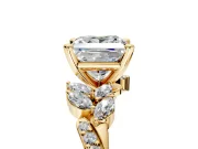 Solitaire Engagement Ring Setting for Princess Cut Center with Marquise Accent Twist Band and Prong Head in Yellow Gold