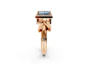 Halo Engagement Ring Setting for Fancy Blue Princess Cut Center with Floral Band and Prong Head in Rose Gold