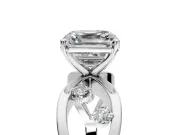 Solitaire Engagement Ring Setting for Asscher Cut Center with Criss-Cross Accent Band and Prong Head in Sterling Silver