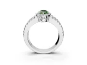 Halo Engagement Ring Setting for Fancy Green Marquise Center with Wide-Open Pave Split Shank and Prong Head in Platinum