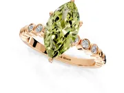 Solitaire Engagement Ring Setting for Fancy Yellow Marquise Center with Bezel-Dot Beaded Band and Prong Head in Rose Gold