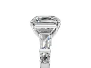 Bar-Set Engagement Ring Setting for Asscher Cut Center with Tapered Baguette Accents and Prong Head in Platinum