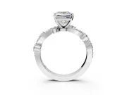 Solitaire Engagement Ring Setting for Princess Cut Center with Bar-Station Pave Twist and Prong Head in Sterling Silver