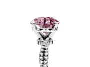 Solitaire Engagement Ring Setting for Fancy Pink Round Cut Center with Twist Band and Bead Prong Head in Sterling Silver