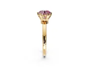 Solitaire Engagement Ring Setting for Fancy Pink Round Cut Center with Plain Band and Tulip Prong Head in Yellow Gold