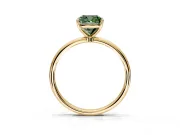 Solitaire Engagement Ring Setting for Fancy Green Cushion Cut Center with Straight Thin Band and Prong Head in Yellow Gold