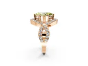 Halo Engagement Ring Setting for Fancy Yellow Marquise Center with Pave Infinity Twist Band and Prong Head in Rose Gold