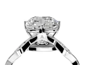 Solitaire Engagement Ring Setting for Cushion Cut Center with Accented Twist Band and Leaf Prong Head in Sterling Silver
