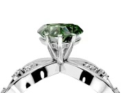 Solitaire Engagement Ring Setting for Fancy Green Heart-Shaped Center with Criss-Cross Accent Band and Prong Head in Platinum