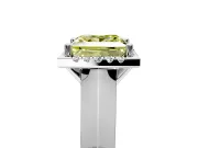 Halo Engagement Ring Setting for Fancy Yellow Princess Cut Center with Knife Ridge Cathedral Band and Prong Head in Sterling Silver