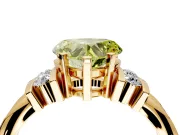 Solitaire Engagement Ring Setting for Fancy Yellow Heart-Shaped Center with Grooved Bar Accent Band and Prong Head in Yellow Gold