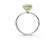 Solitaire Engagement Ring Setting for Fancy Yellow Princess Cut Center with Straight Thin Band and Prong Head in Platinum