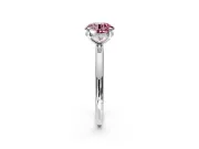 Hidden Halo Engagement Ring Setting for Fancy Pink Round Cut Center with Thin Rounded Band and Prong Head in Platinum