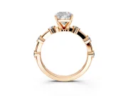 Solitaire Engagement Ring Setting for Cushion Cut Center with Bezel Station Band and Prong Head in Rose Gold