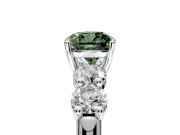 5 Stone Engagement Ring Setting for Fancy Green Cushion Cut Center with Graduated Accents and Prong Head in Platinum
