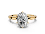 Solitaire Engagement Ring Setting for Oval Center with Plain Band and Tulip Prong Head in Yellow Gold