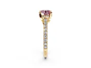 Solitaire Engagement Ring Setting for Fancy Pink Round Cut Center with Widening Pave Band and Claw Prong Head in Yellow Gold