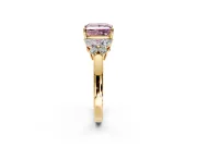 Solitaire Engagement Ring Setting for Fancy Pink Princess Cut Center with Marquise Flower Shoulders and Prong Head in Yellow Gold