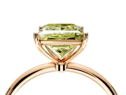 Solitaire Engagement Ring Setting for Fancy Yellow Princess Cut Center with Straight Thin Band and Prong Head in Rose Gold