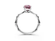 Solitaire Engagement Ring Setting for Fancy Pink Radiant Cut Center with Bamboo Band and Prong Head in Platinum
