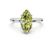 Hidden Halo Engagement Ring Setting for Fancy Yellow Marquise Center with Thin Rounded Band and Prong Head in Platinum
