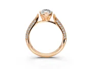 Solitaire Engagement Ring Setting for Marquise Center with Multi-Row Accents and Prong Head in Rose Gold