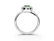 Solitaire Engagement Ring Setting for Fancy Green Cushion Cut Center with Wide Band and Bezel Head in Sterling Silver