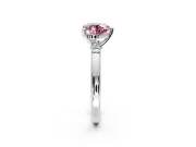 Solitaire Engagement Ring Setting for Fancy Pink Heart-Shaped Center with Beaded Shoulders and Prong Head in Sterling Silver
