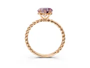 Solitaire Engagement Ring Setting for Fancy Pink Heart-Shaped Center with Plain Twisted Rope Band and Prong Head in Rose Gold