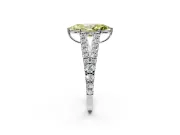 Solitaire Engagement Ring Setting for Fancy Yellow Marquise Center with Pave Split Shank and Prong Head in Sterling Silver